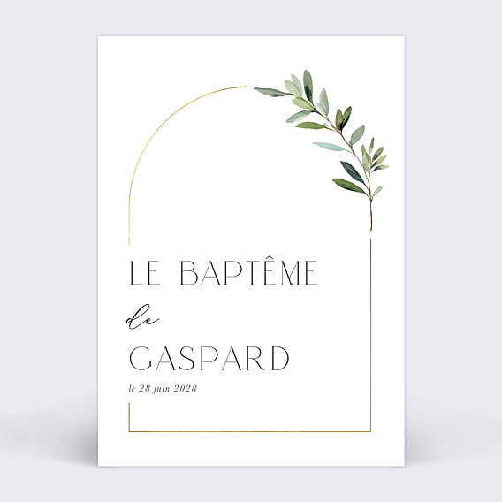 Faire-part baptême Arche végétal chic