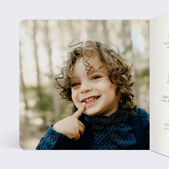 Faire-part baptême Lapin Champêtre Intérieur Gauche