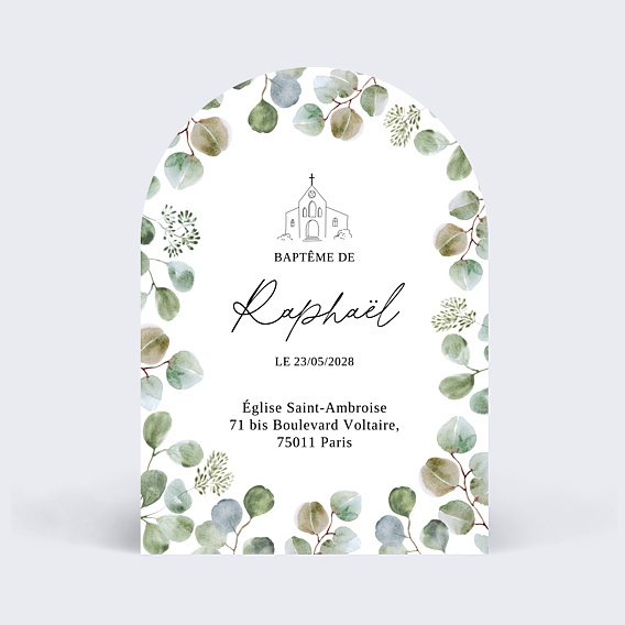 Faire-part baptême Eucalyptus Original
