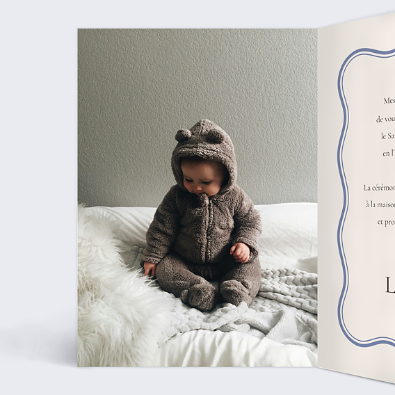 Faire-part baptême Ourson ballon Intérieur Gauche