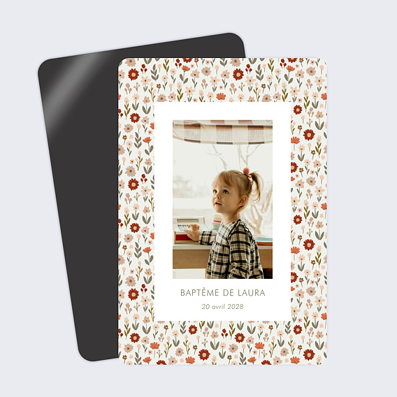 Faire-part baptême Liberty Terracotta