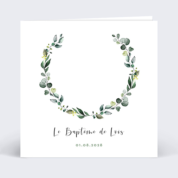Faire-part Baptême Découpe Eucalyptus