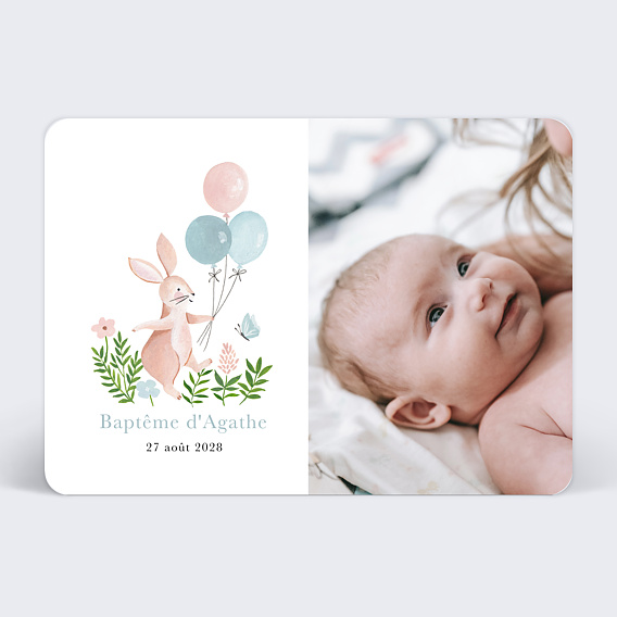 Faire-part baptême Petit Lapin