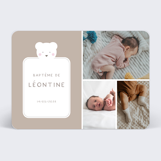 Faire-part baptême Petit Ourson
