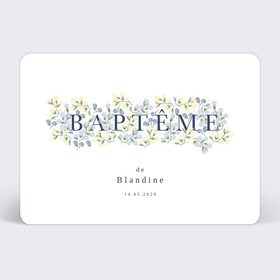 Faire-part baptême Texte Fleurie