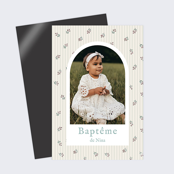 Faire-part baptême Florale minimale