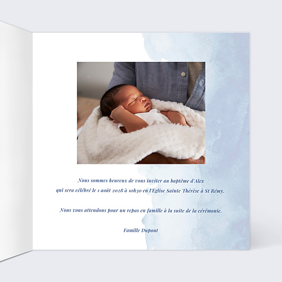 Faire-part Baptême Découpe Ecume