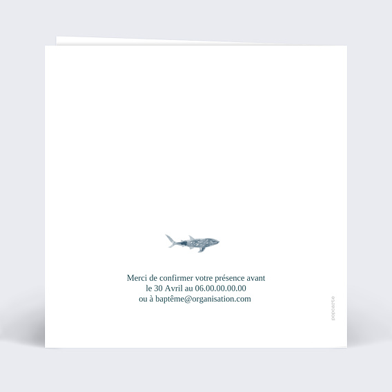 Faire-part baptême Monde Marin Verso