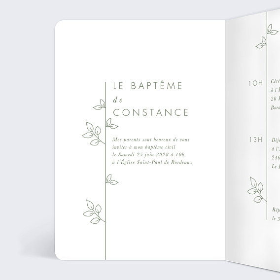 Faire-part baptême Printemps Intérieur Gauche
