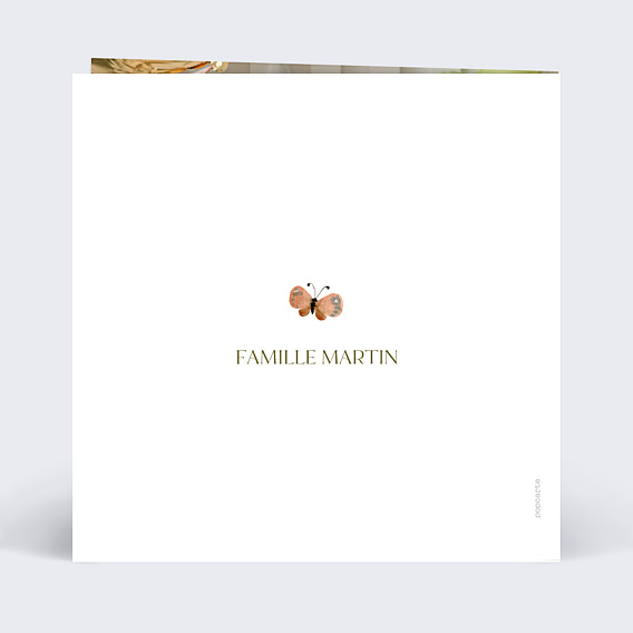 Faire-part Baptême Papillon et Fleurs