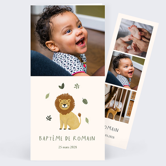 Faire-part baptême Petit Lion Photo