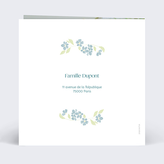 Faire-part Baptême Petites fleurs bleues