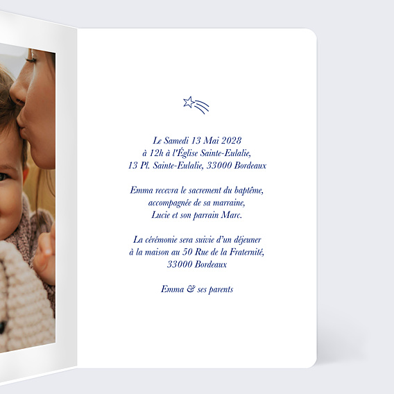 Faire-part Baptême Étoiles bleues