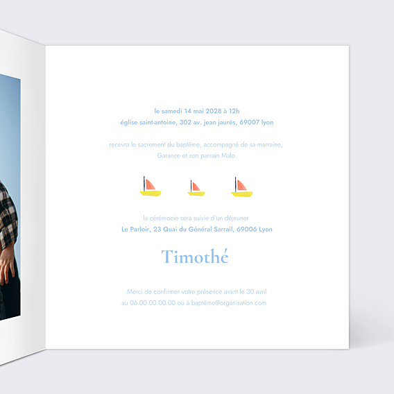 Faire-part Baptême Jolies Bateaux