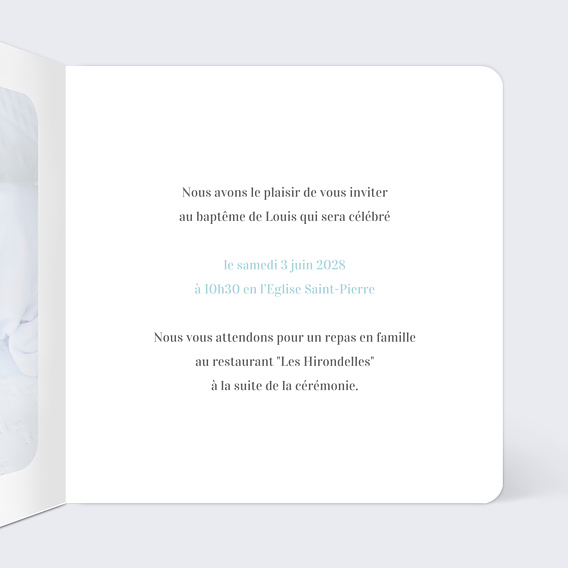 Faire-part Baptême Ruban