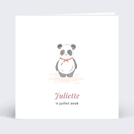 Faire-part baptême Baby Panda