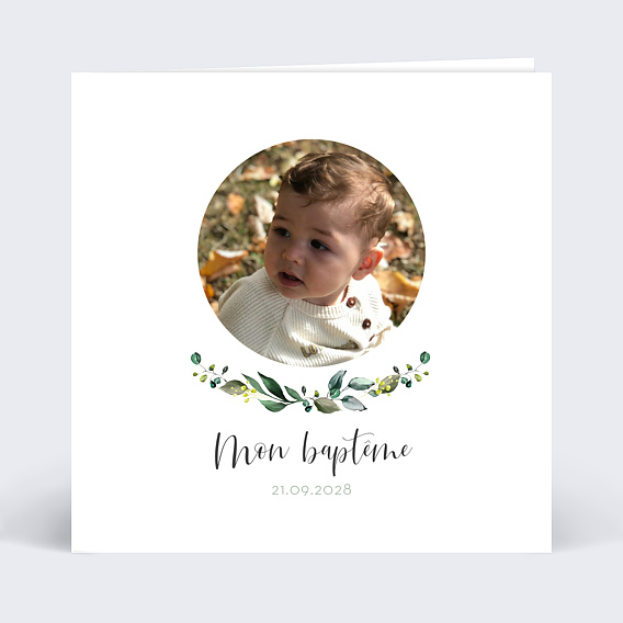 Faire-part baptême Couronne Eucalyptus