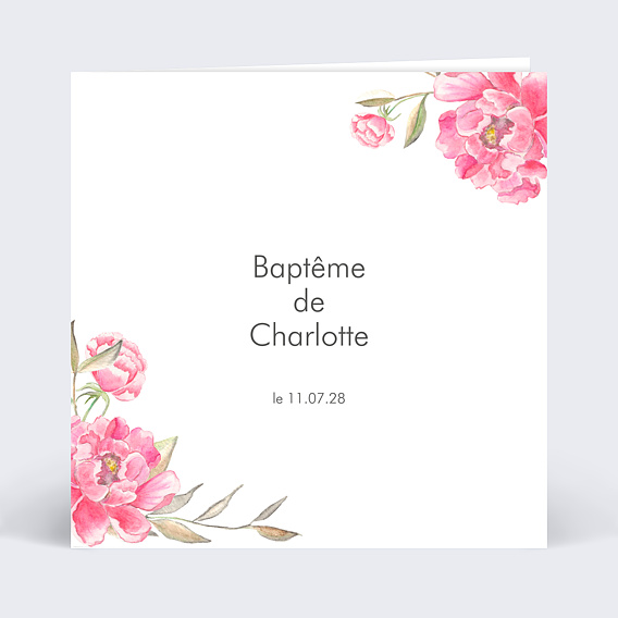Faire-part baptême Dark Peony