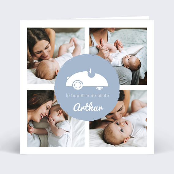 Faire-part baptême Voiture à pédales