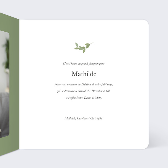 Faire-part baptême Petite Robe Blanche Intérieur Droit