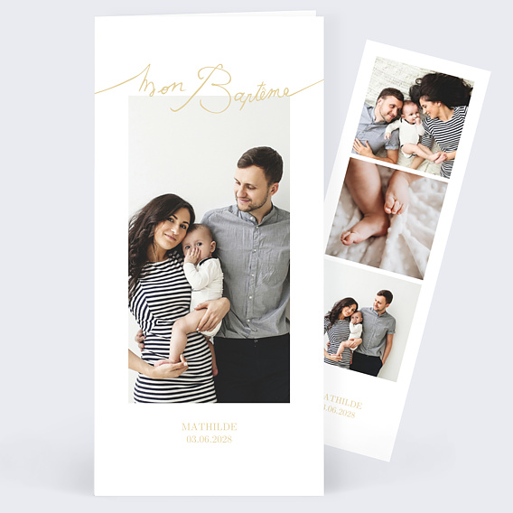 Faire-part baptême Lettres Manuscrites Recto