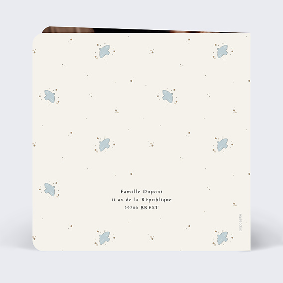 Faire-part baptême Motif Colombes Arche Verso