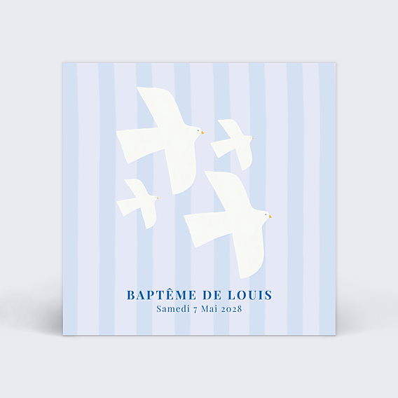 Faire-part Baptême Colombes Minimalistes