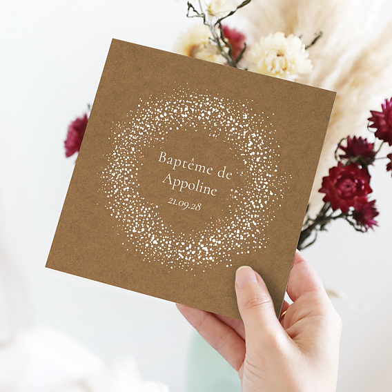 Faire-part Baptême Couronne Gypsophile