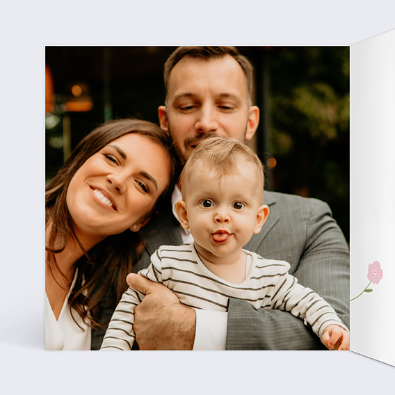 Faire-part baptême Colombe bleue Intérieur Gauche