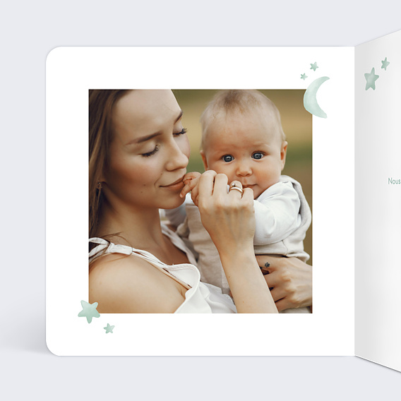 Faire-part baptême Ourson Nuage Intérieur Gauche