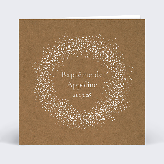 Faire-part Baptême Couronne Gypsophile