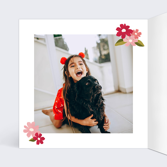 Faire-part baptême Couronne de Bégonias Intérieur Gauche