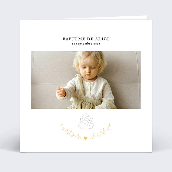 Faire-part Baptême Dorure Ange