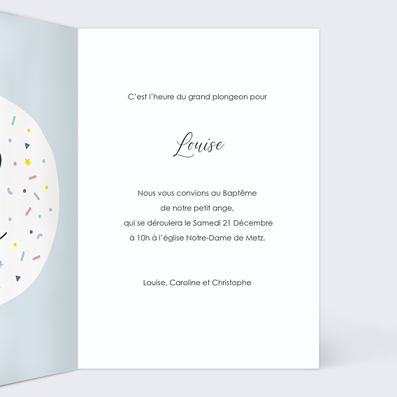 Faire-part baptême Bonbon Intérieur Droit