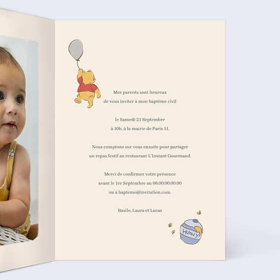 Faire-part baptême Copains Magiques Intérieur Droit