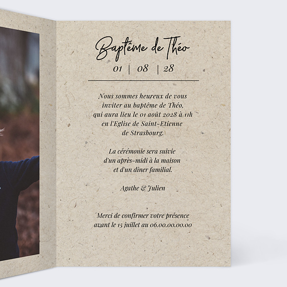 Faire-part baptême Esprit Chiné I Intérieur Droit