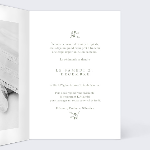 Faire-part baptême Photomaton Amande Intérieur Droit