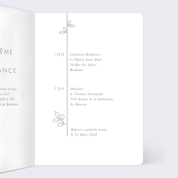 Faire-part baptême Printemps Intérieur Droit