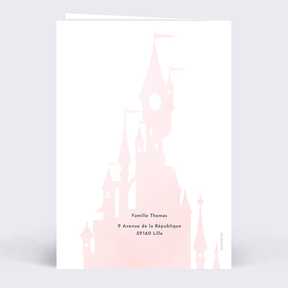 Faire-part Baptême Château Rose