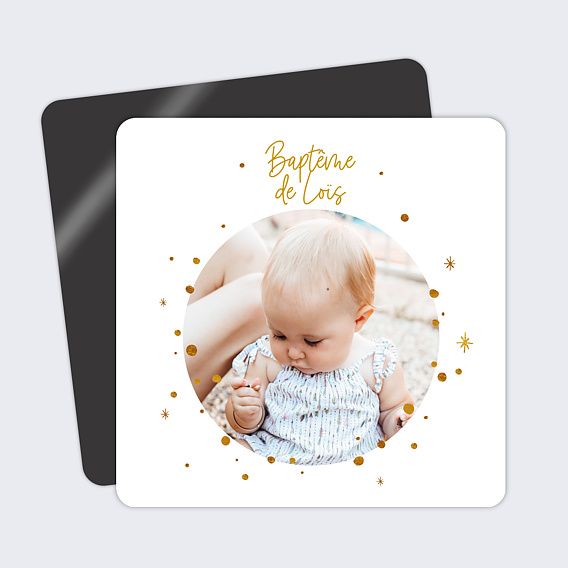 Faire-part Baptême Golden Dots