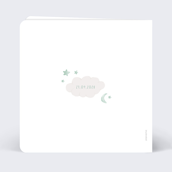 Faire-part baptême Ourson Nuage Verso