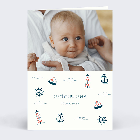 Faire-part baptême Motif Marin