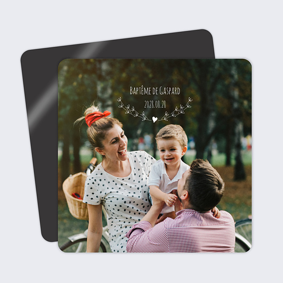 Faire-part baptême Coeur Bucolique Simple