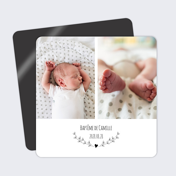 Faire-part baptême Coeur Bucolique