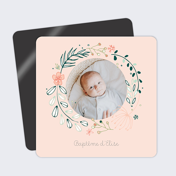 Faire-part baptême Couronne de Fleurs