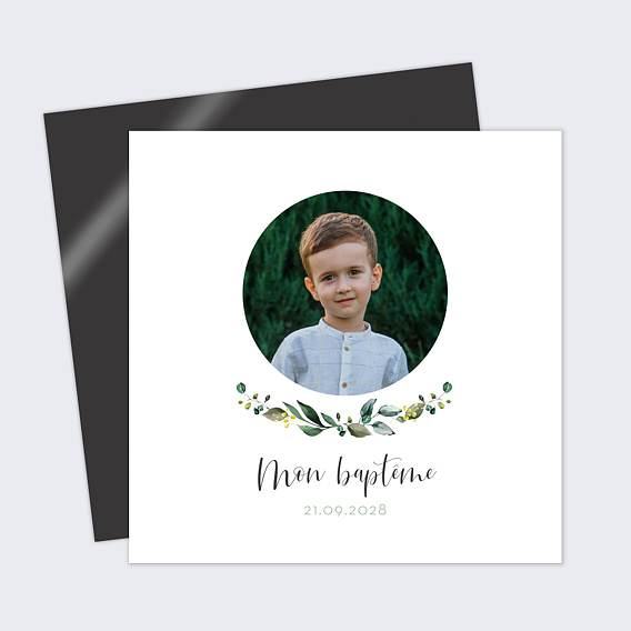 Faire-part baptême Couronne Eucalyptus