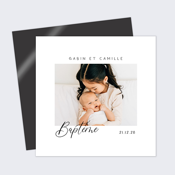 Faire-part baptême Double baptême minimaliste