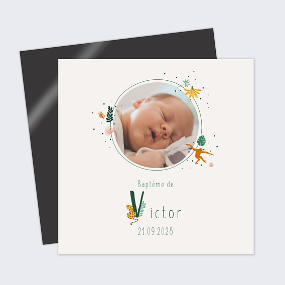 Faire-part baptême Lettrine guépard