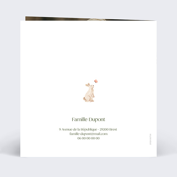 Faire-part baptême Ambiance Foret Verso