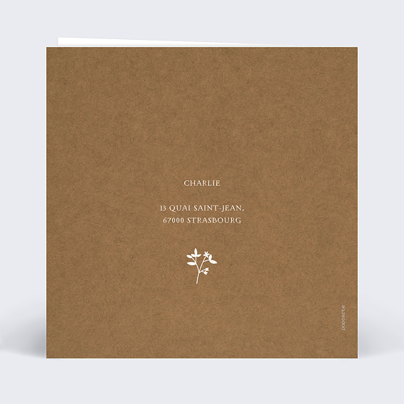 Faire-part baptême Lapin des Champs Verso